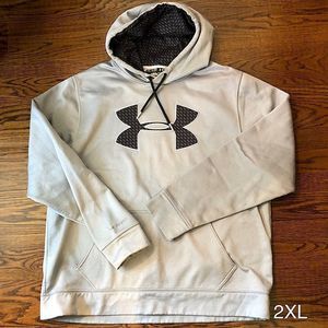 UNDER ARMOUR STORM Men's Grey Hoodie With Black Chest Logo & Hoodie Sz 2XL